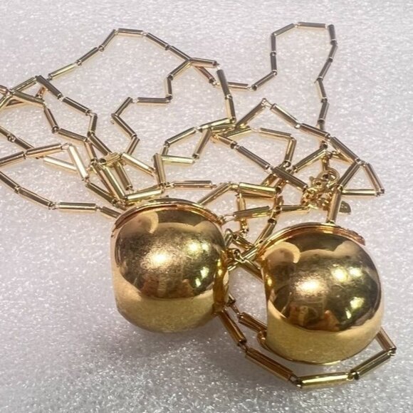 Monet MCM Gold-Tone 56" Tubular Chain Necklace & Matching Clip-On Ball Earrings - Picture 1 of 13